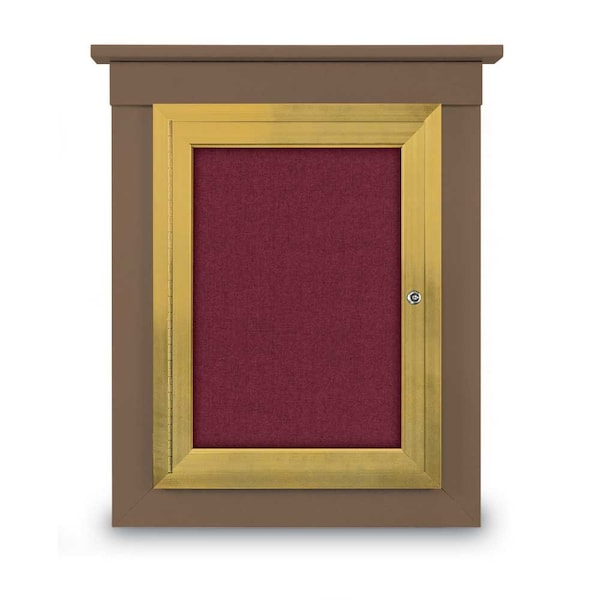72"x36" 3-Door Enclosed Letterboard, Green Felt/Walnut
